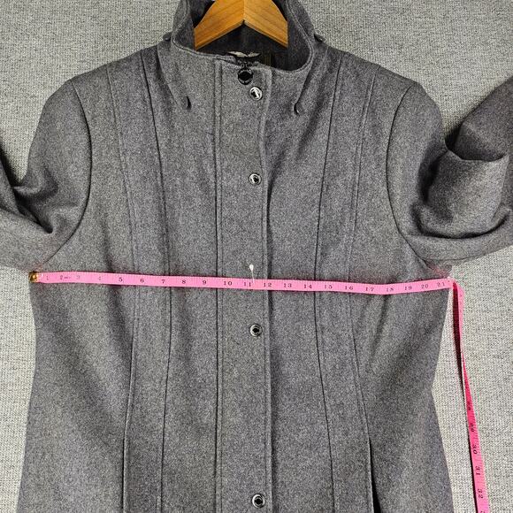 CALVIN KLEIN WOMENS GRAY WOOL BLEND PEACOAT SIZE 12 DETACHABLE HOOD - Picture 11 of 12